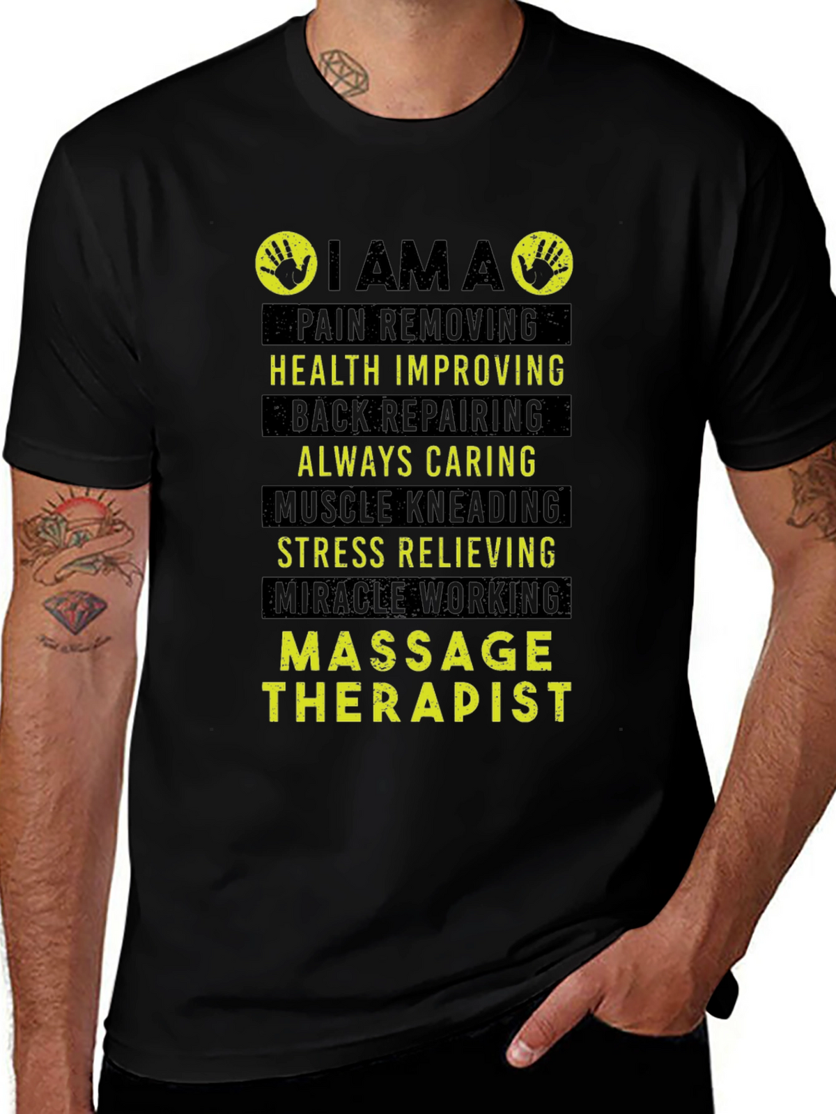 Massage Therapist T-Shirt - Pain Removing Health Improving Design