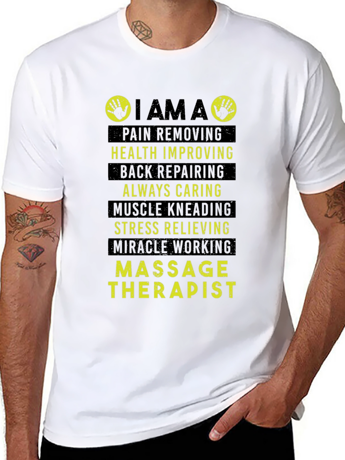 Massage Therapist T-Shirt - Pain Removing Health Improving Design