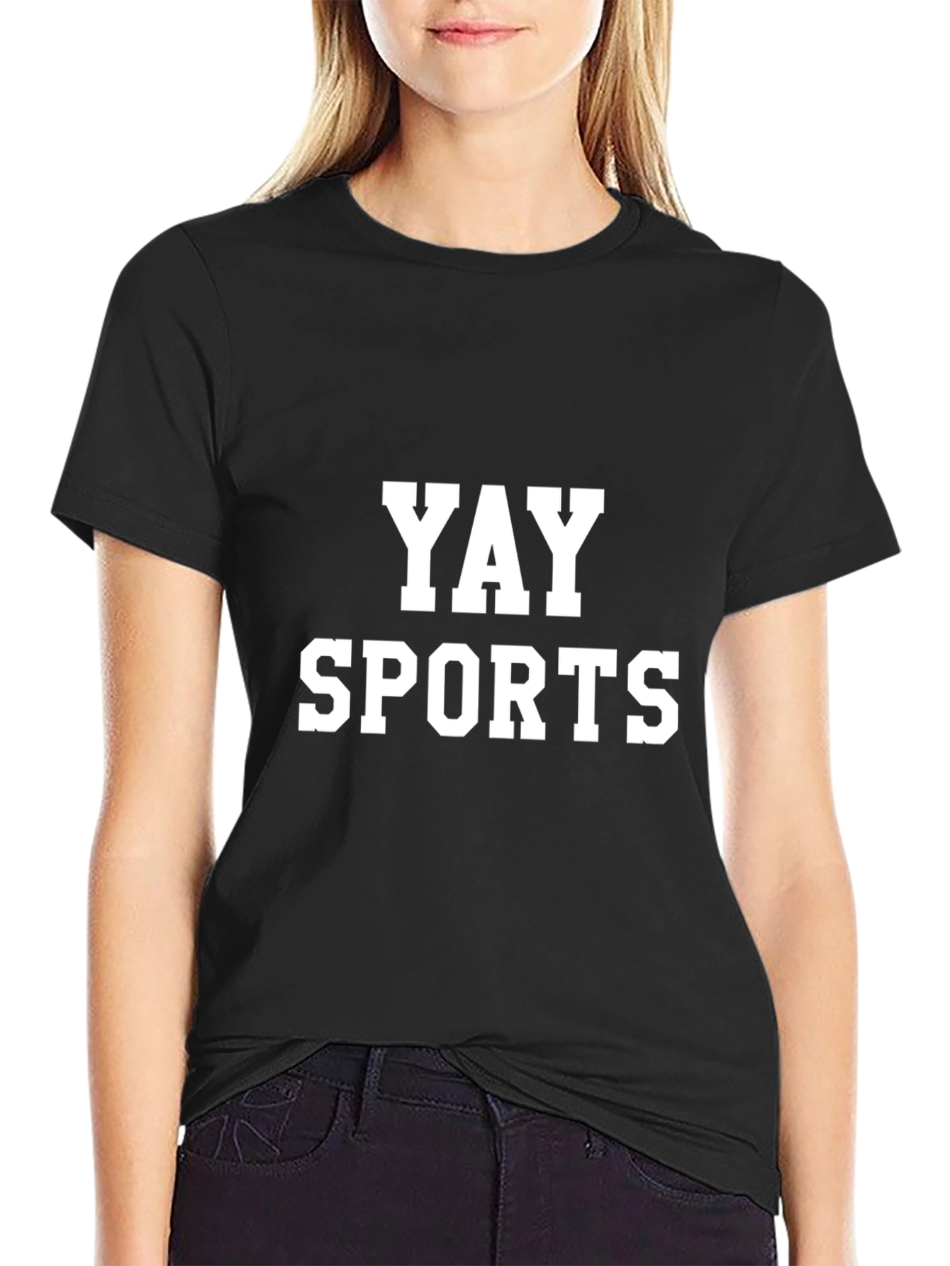 Yay Sports Graphic Tee - Black Cotton Blend T-Shirt