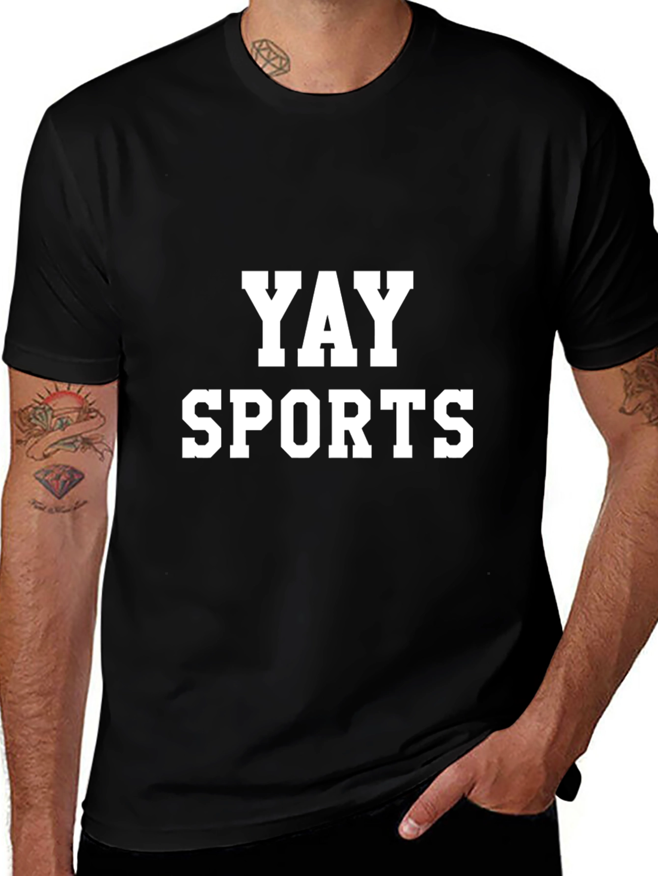 Yay Sports Graphic Tee - Black Cotton Blend T-Shirt