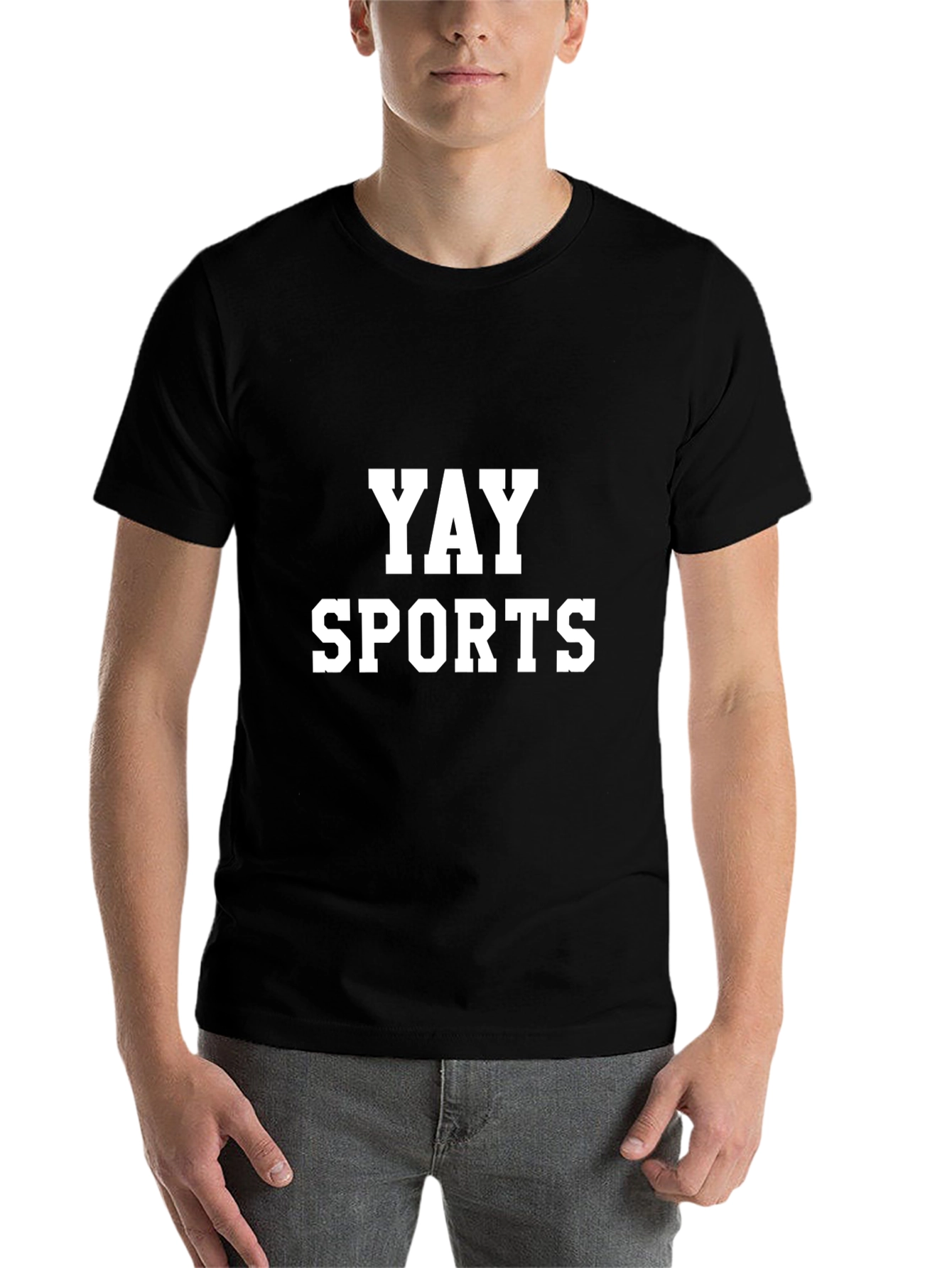 Yay Sports Graphic Tee - Black Cotton Blend T-Shirt