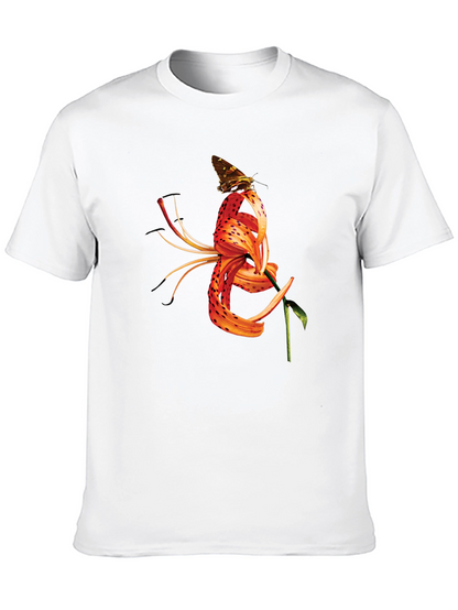 Butterfly Tiger Lily Graphic Black Tee