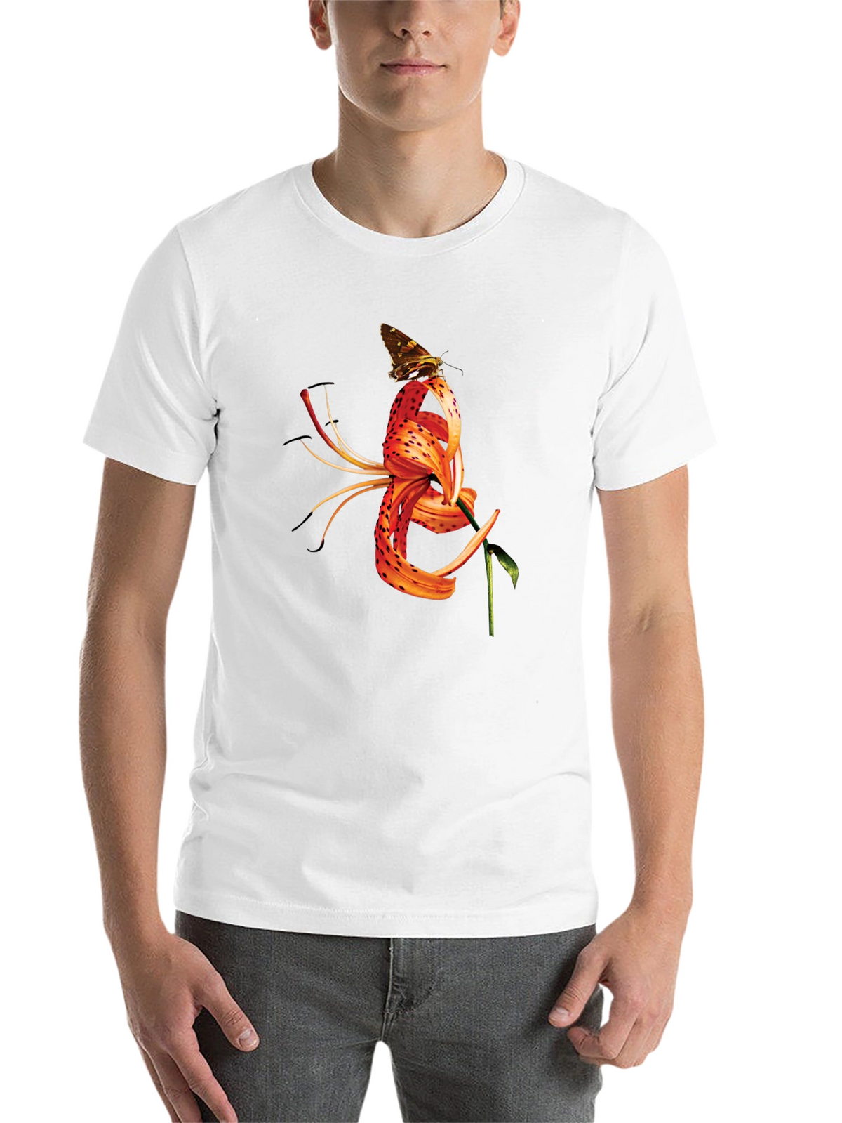 Butterfly Tiger Lily Graphic Black Tee