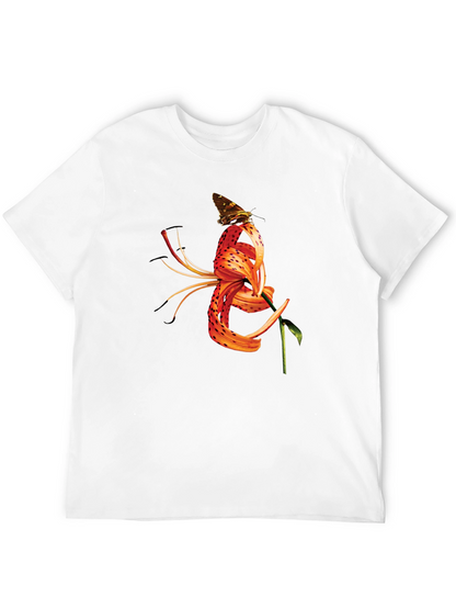 Butterfly Tiger Lily Graphic Black Tee