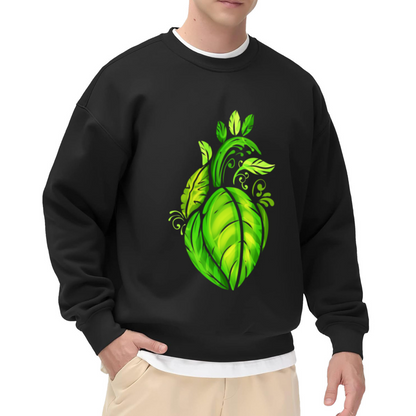 Leaf Anatomical Heart Crewneck Sweatshirt | Botanical Nature Graphic Pullover, Green Vine Heart Art Streetwear Top, Earth Day Gift