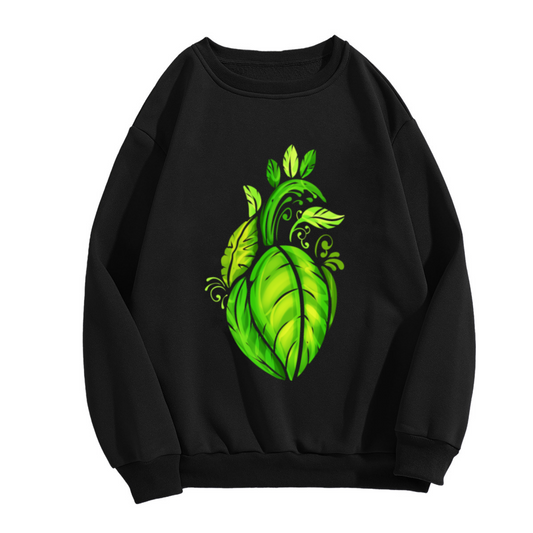 Leaf Anatomical Heart Crewneck Sweatshirt | Botanical Nature Graphic Pullover, Green Vine Heart Art Streetwear Top, Earth Day Gift