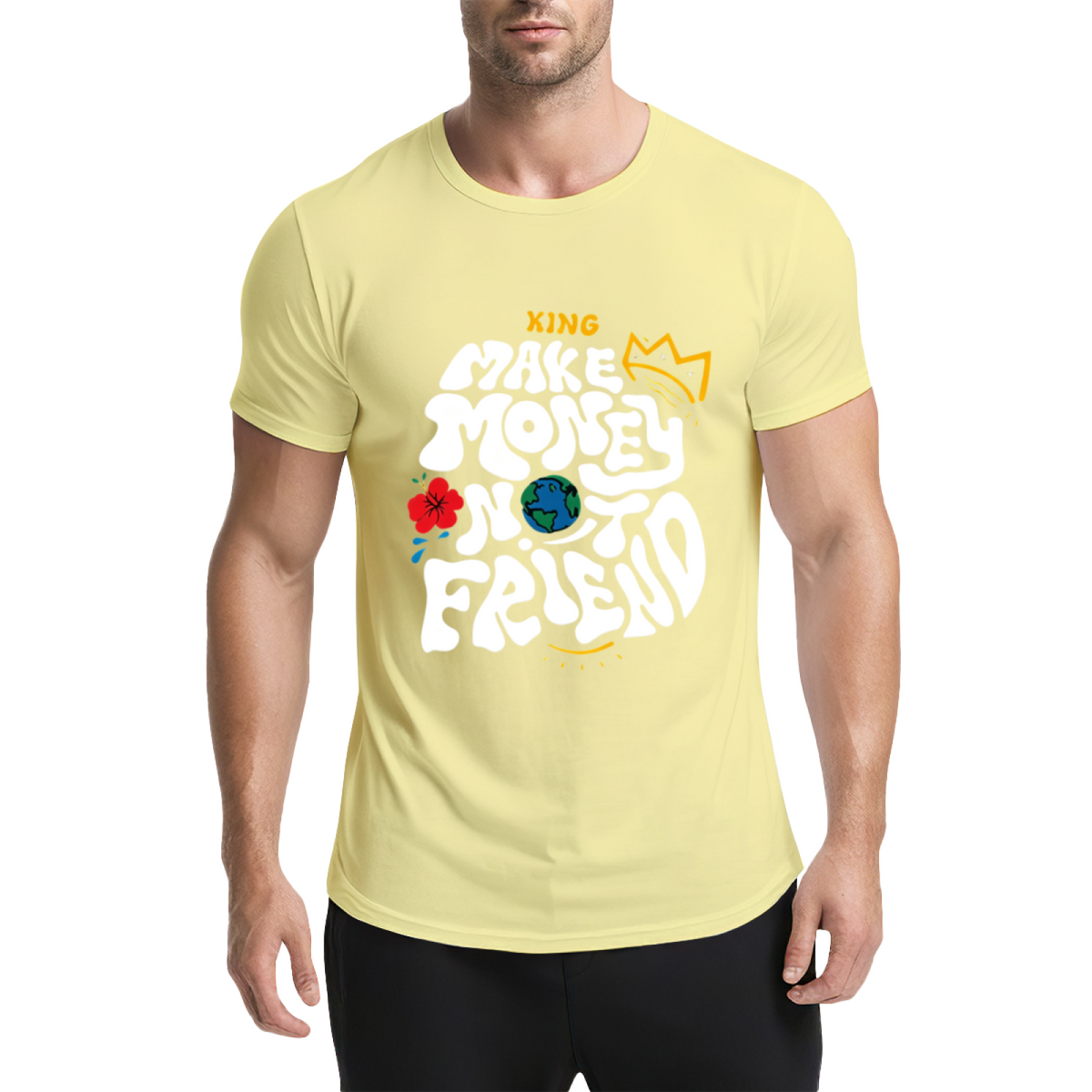 Make Money Not Friends Retro Groovy Hustle King Tee