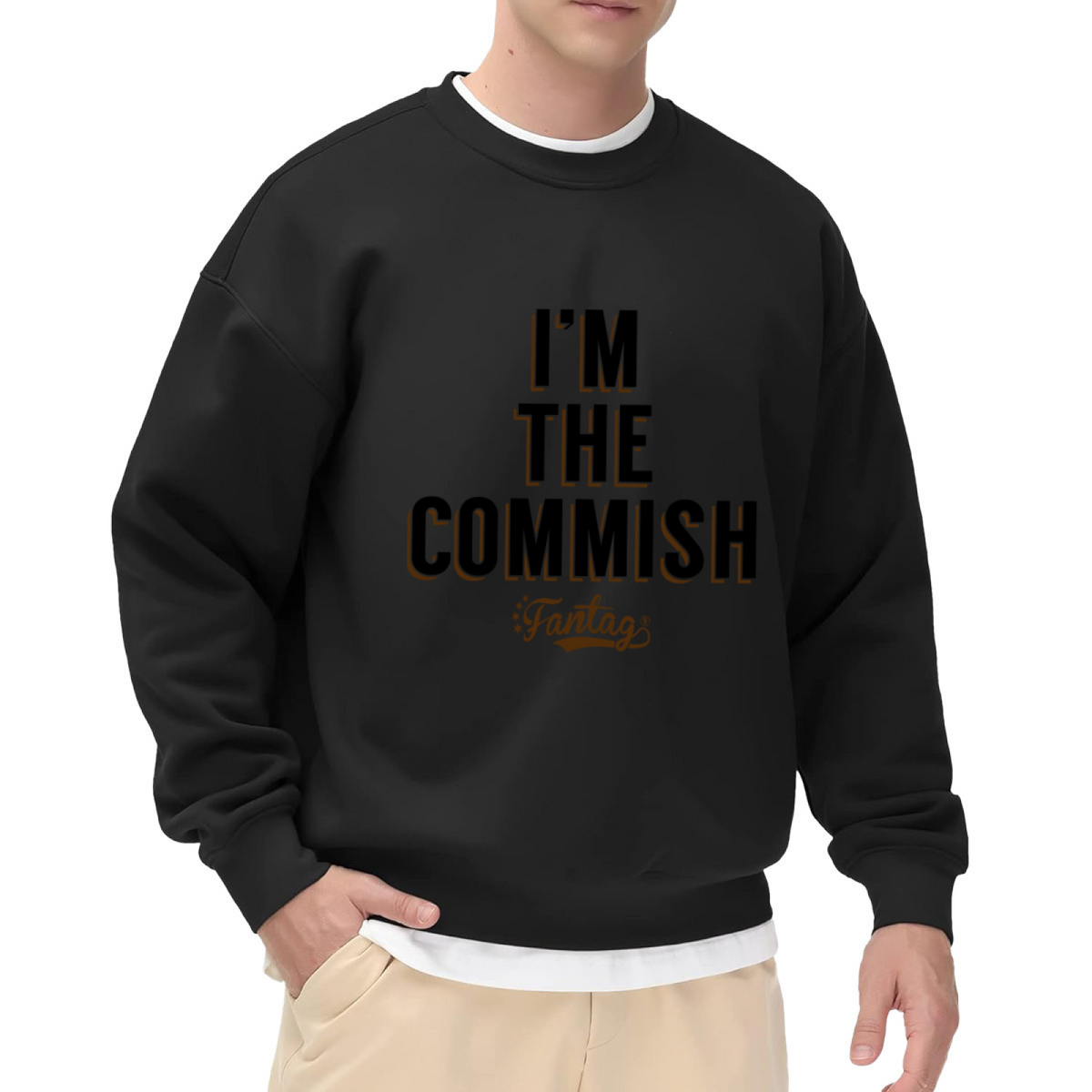 I'm The Commish Fantasy Football Commissioner Crewneck Sweatshirt | Varsity Lettering Pullover, Fantasy Sports Gift