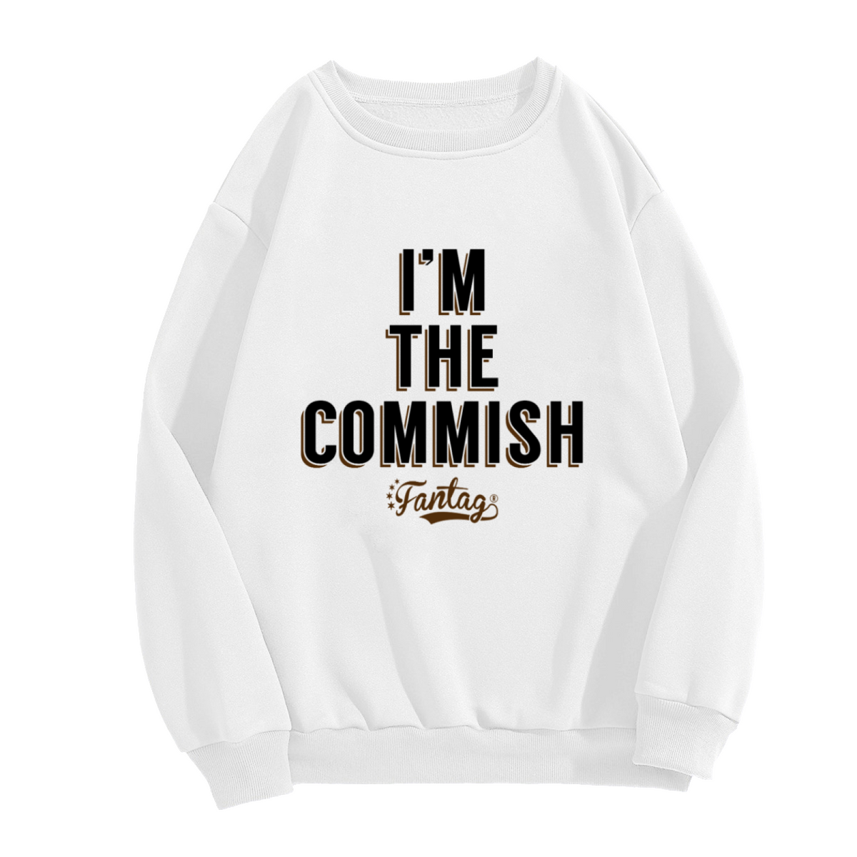 I'm The Commish Fantasy Football Commissioner Crewneck Sweatshirt | Varsity Lettering Pullover, Fantasy Sports Gift