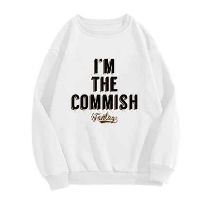 I'm The Commish Fantasy Football Commissioner Crewneck Sweatshirt | Varsity Lettering Pullover, Fantasy Sports Gift