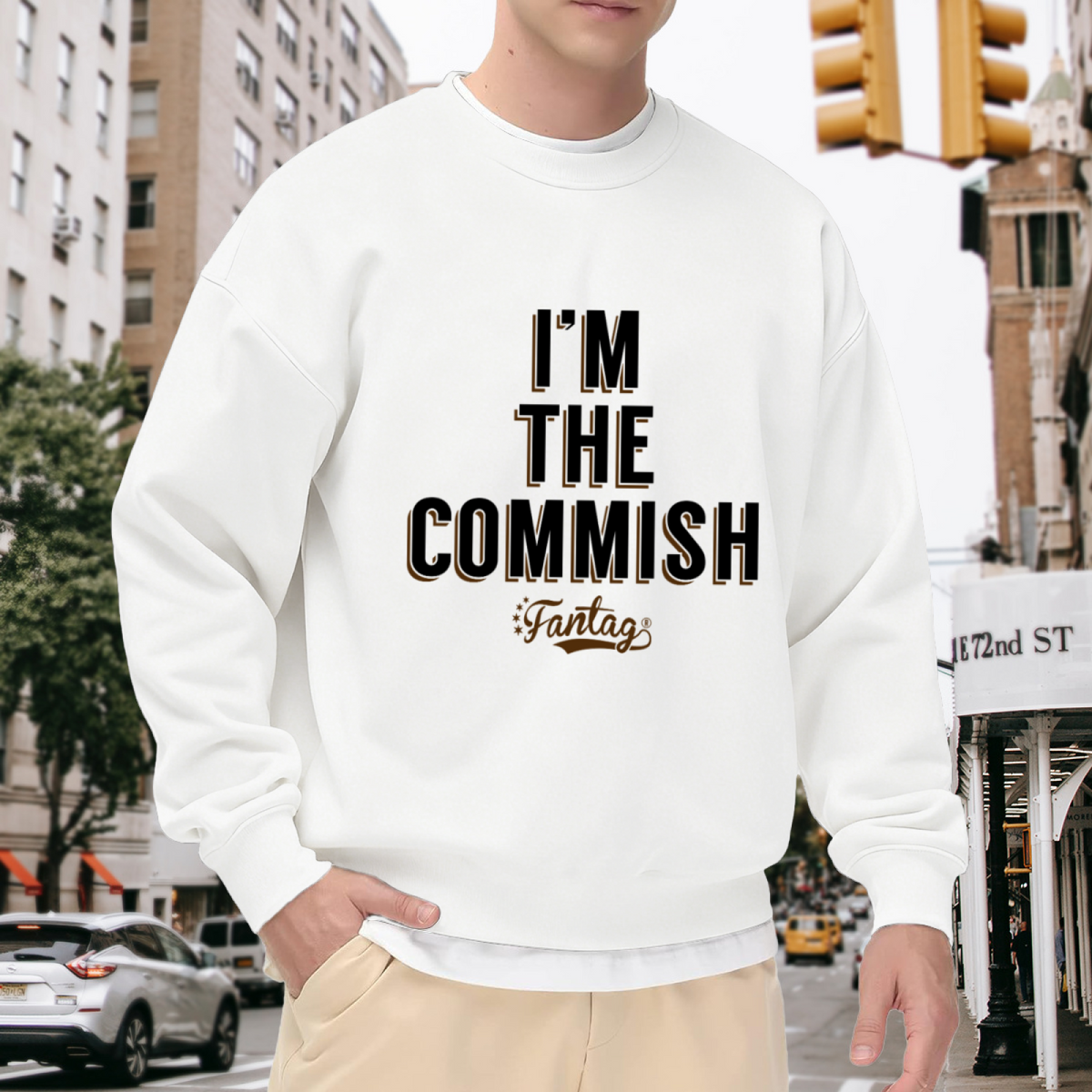 I'm The Commish Fantasy Football Commissioner Crewneck Sweatshirt | Varsity Lettering Pullover, Fantasy Sports Gift