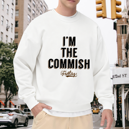 I'm The Commish Fantasy Football Commissioner Crewneck Sweatshirt | Varsity Lettering Pullover, Fantasy Sports Gift