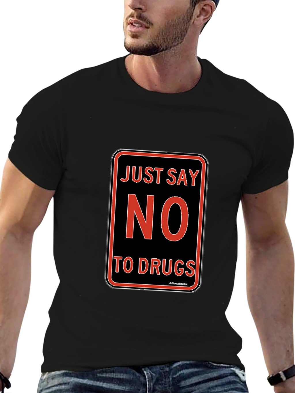 Just Say No to Drugs T-Shirt Black Crew Neck