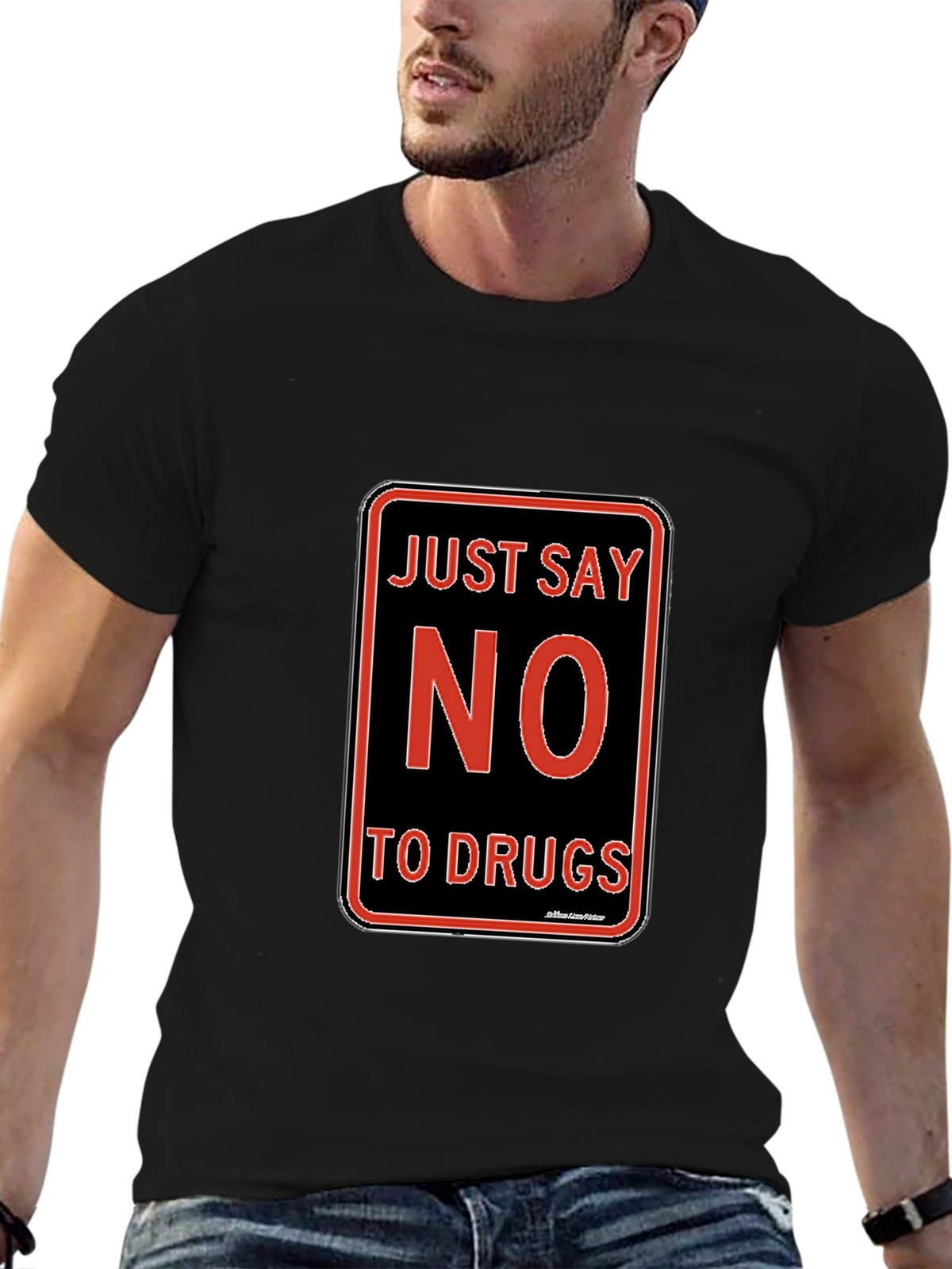 Just Say No to Drugs T-Shirt Black Crew Neck