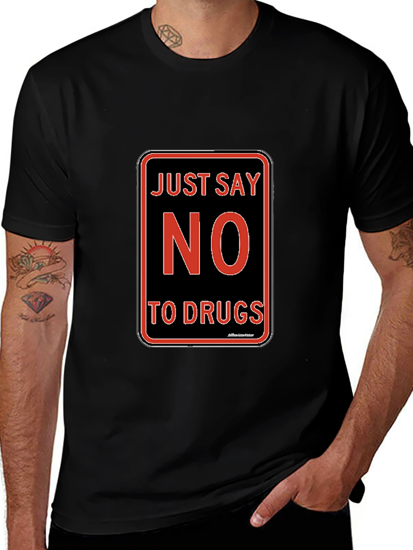 Just Say No to Drugs T-Shirt Black Crew Neck