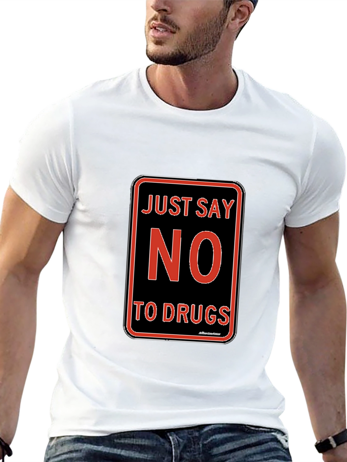 Just Say No to Drugs T-Shirt Black Crew Neck