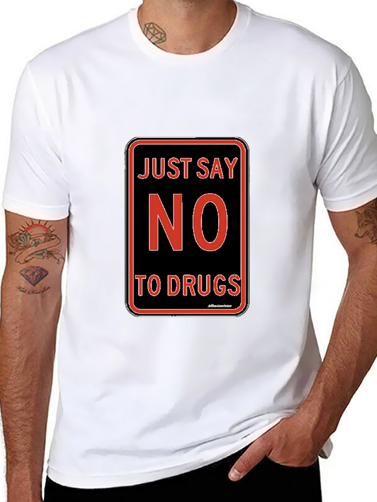 Just Say No to Drugs T-Shirt Black Crew Neck