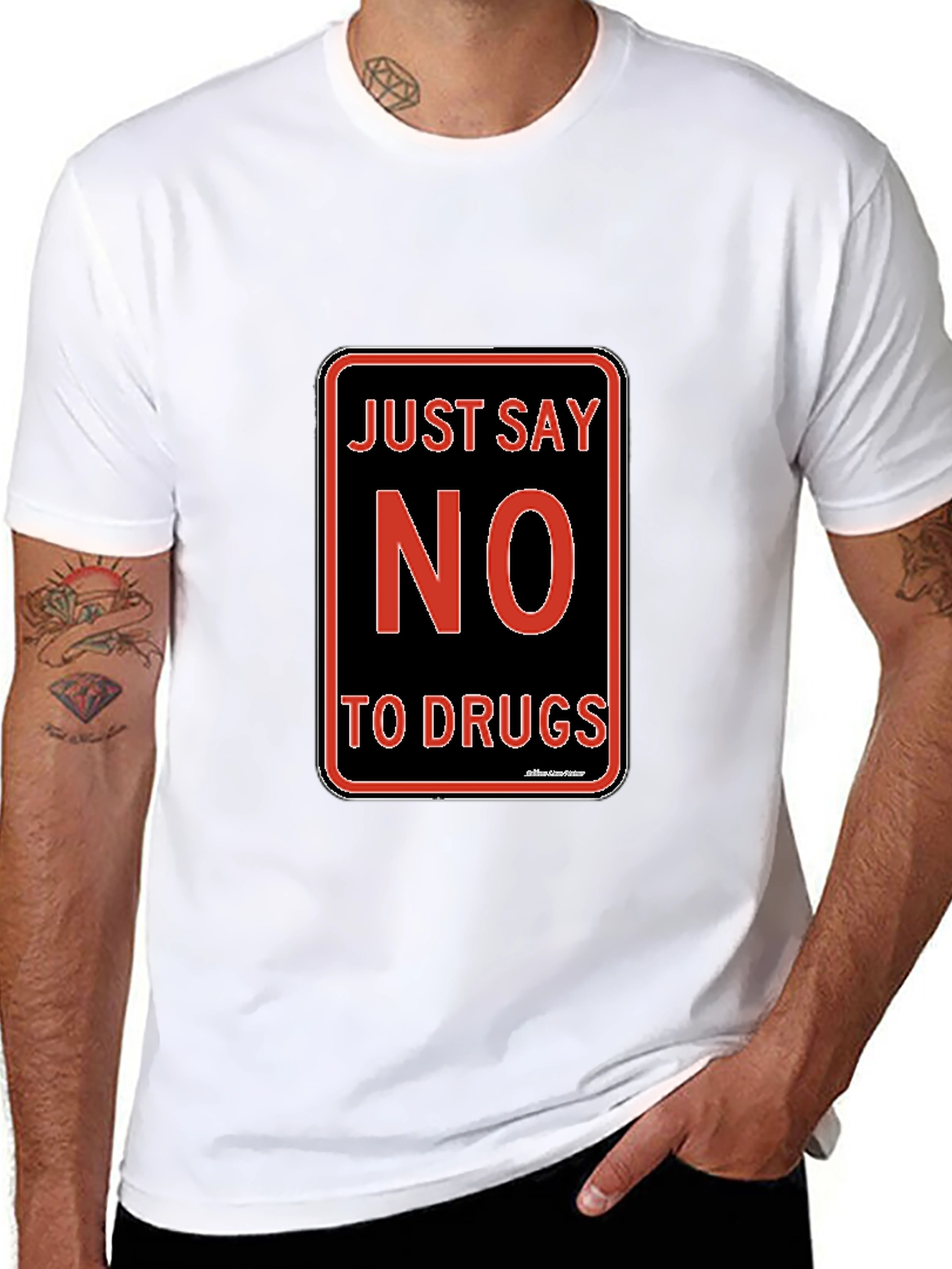 Just Say No to Drugs T-Shirt Black Crew Neck