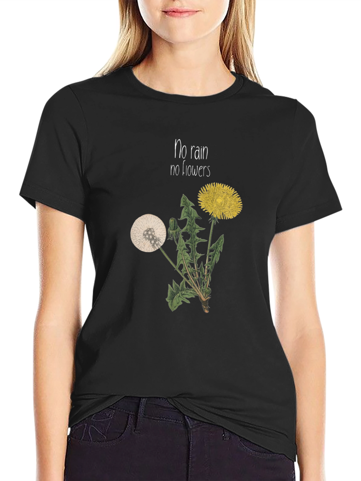 No Rain No Flowers Graphic T-Shirt - Black