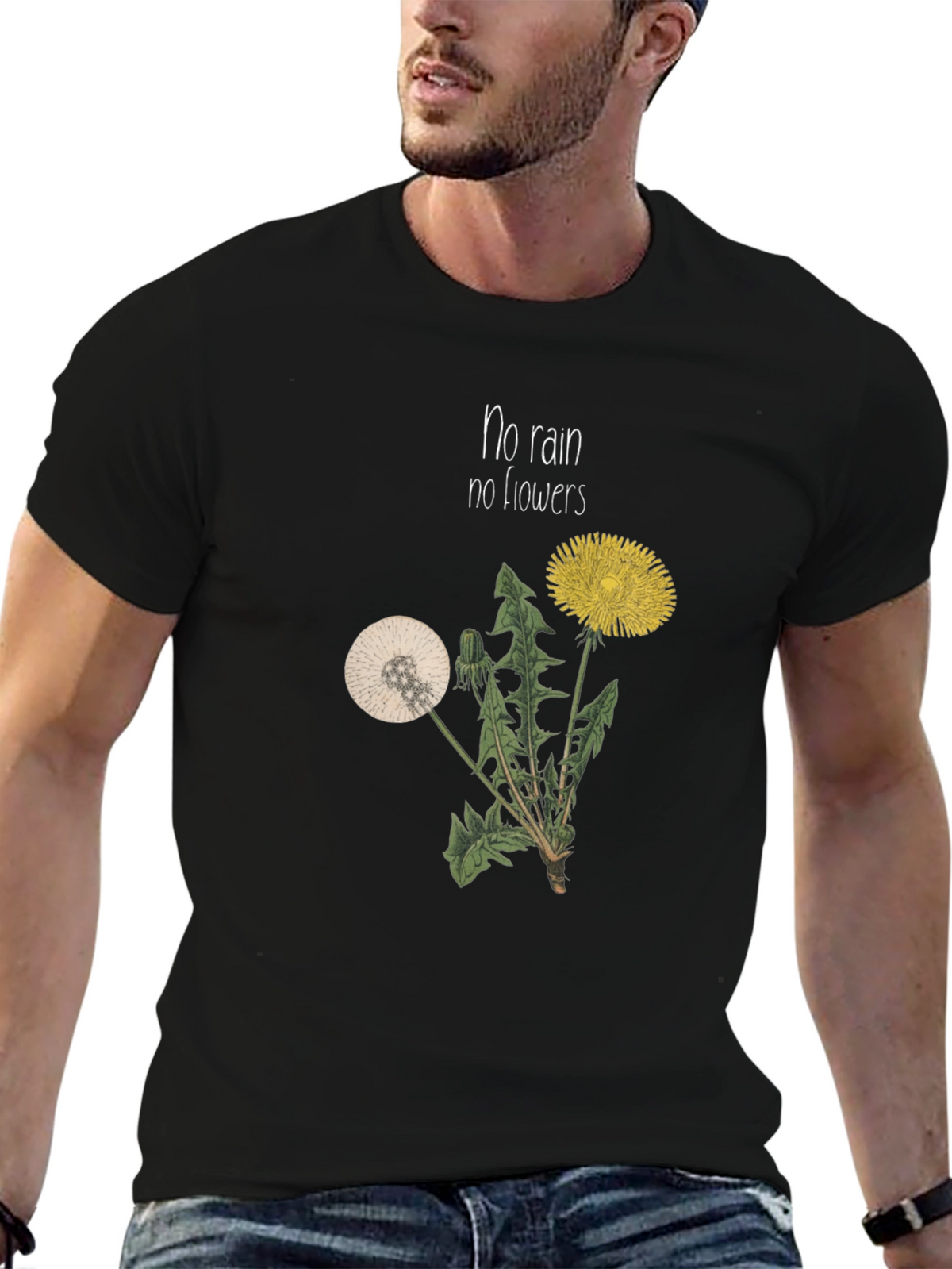 No Rain No Flowers Graphic T-Shirt - Black