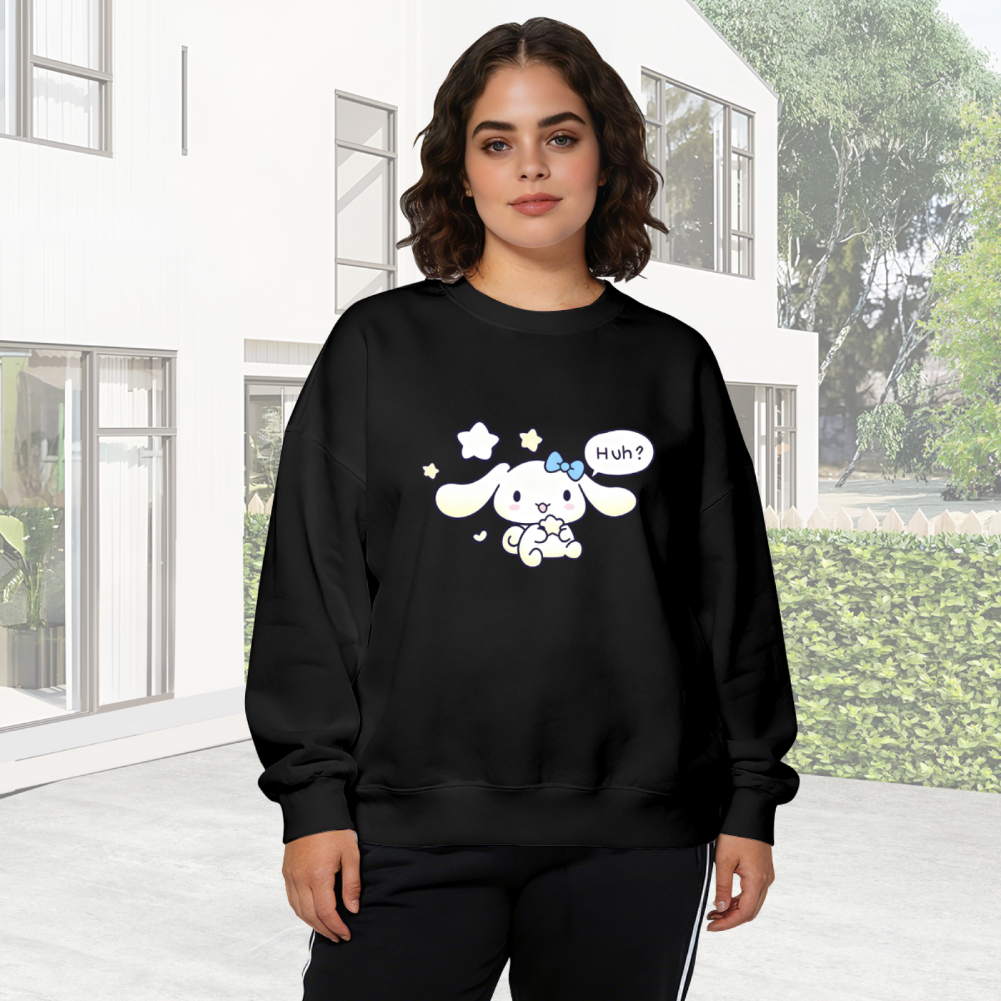 Confused Cinnamoroll Star Accent Kawaii Crewneck Sweatshirt