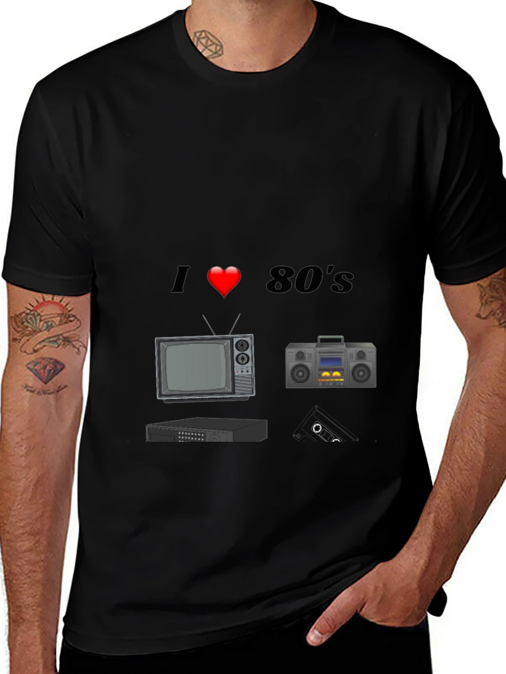 I Love 80s T-Shirt Retro TV Cassette Player