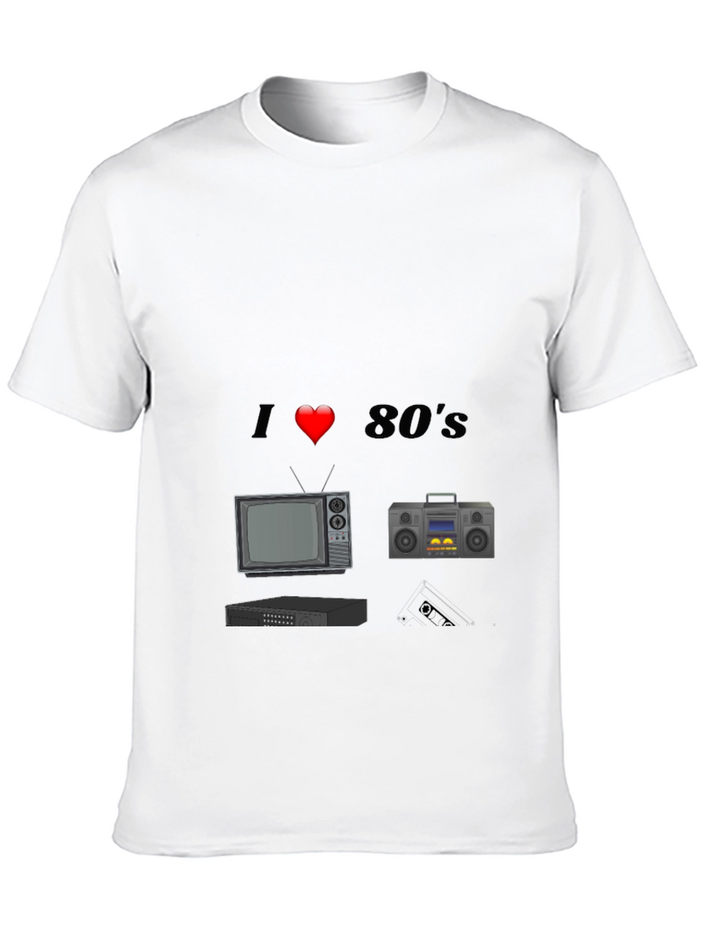 I Love 80s T-Shirt Retro TV Cassette Player