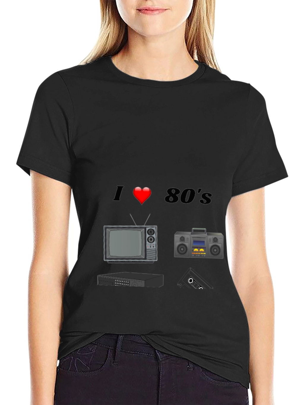 I Love 80s T-Shirt Retro TV Cassette Player