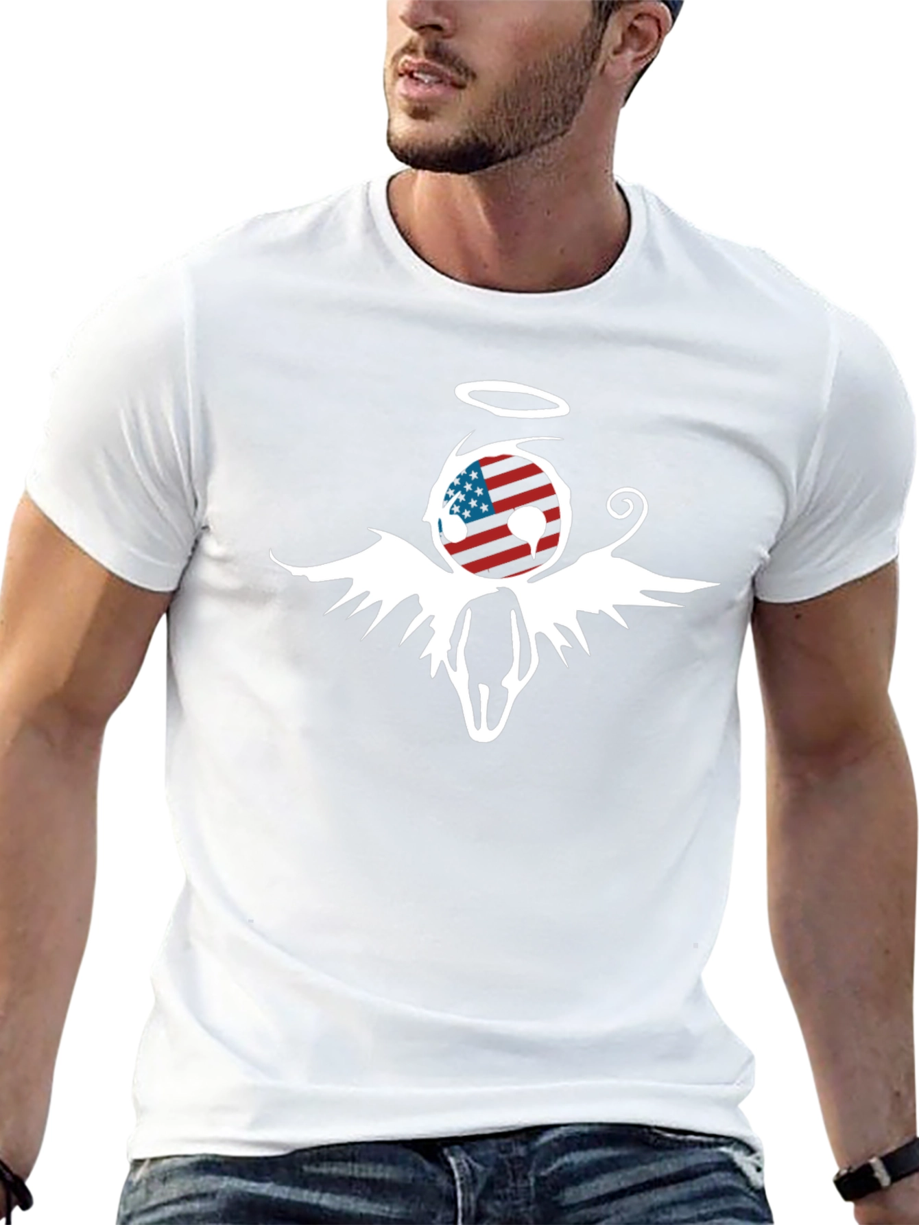 American Flag Angel Graphic T-Shirt