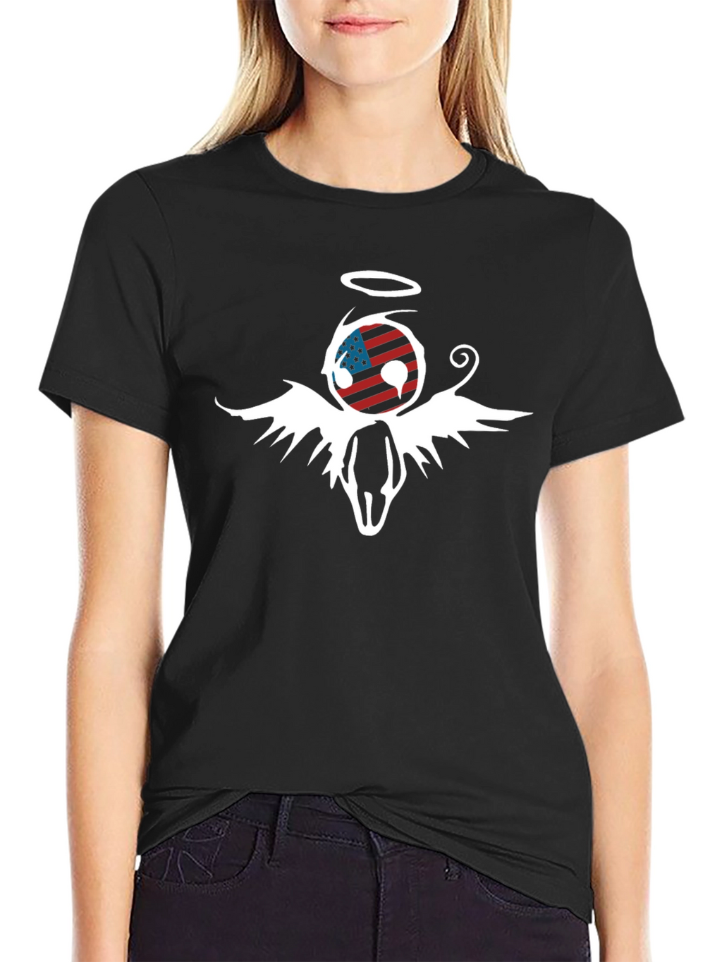 American Flag Angel Graphic T-Shirt
