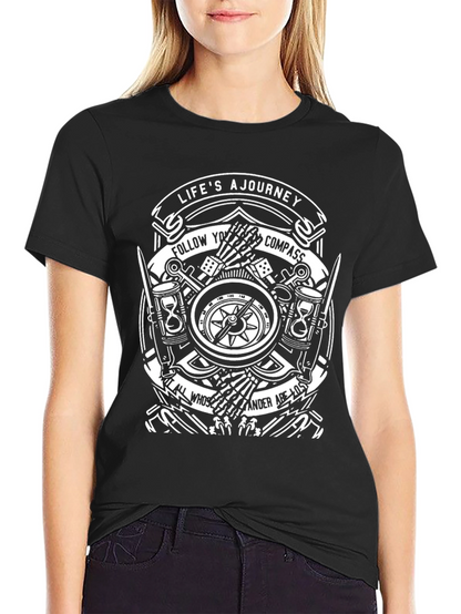 Lifes A Journey Compass Graphic T-Shirt