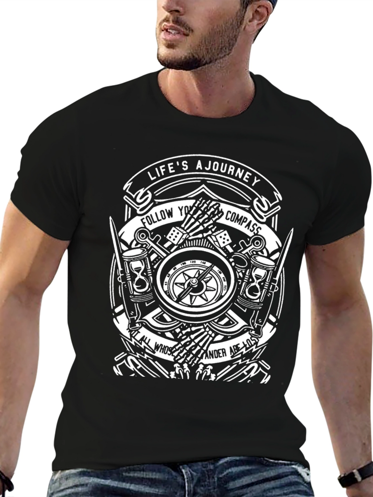 Lifes A Journey Compass Graphic T-Shirt