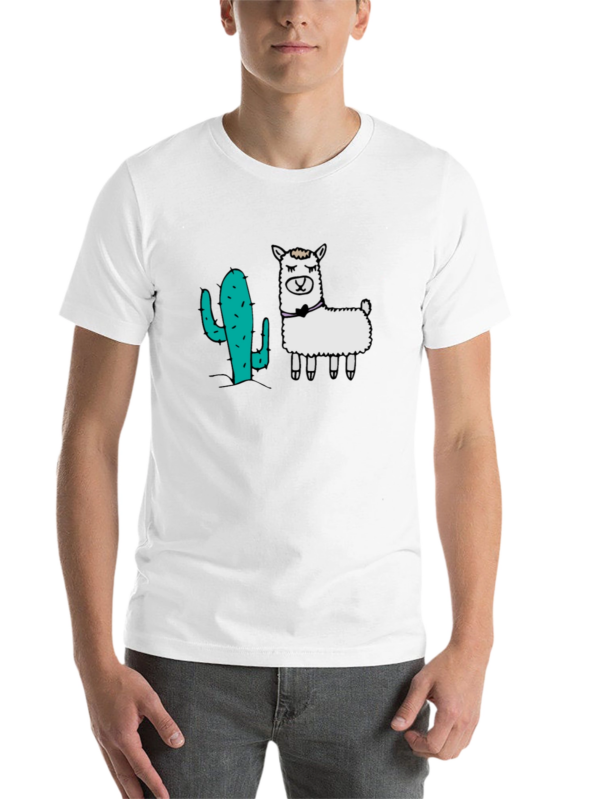 Cactus & Llama Graphic Black T-Shirt