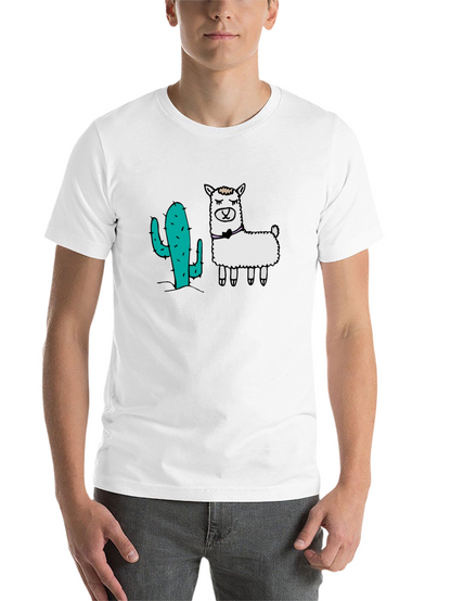 Cactus & Llama Graphic Black T-Shirt