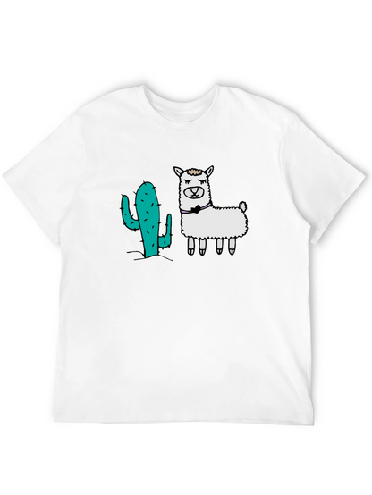 Cactus & Llama Graphic Black T-Shirt
