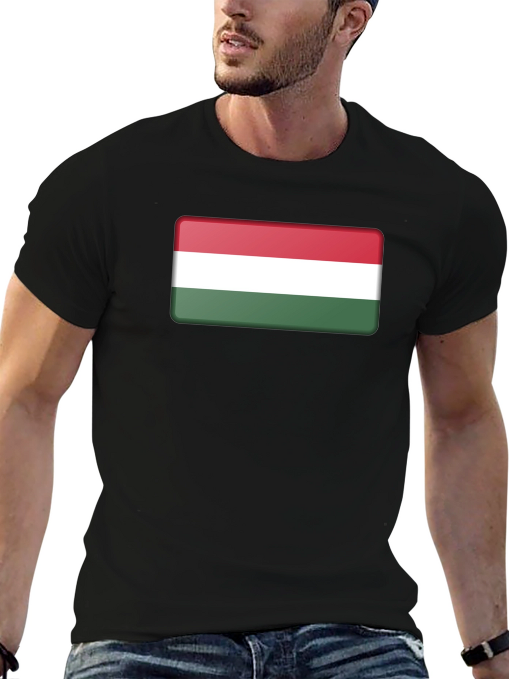 Hungary Flag T-Shirt - Black Casual Tee