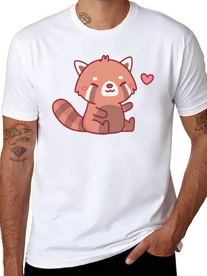 Cute Red Panda Heart Black T-Shirt