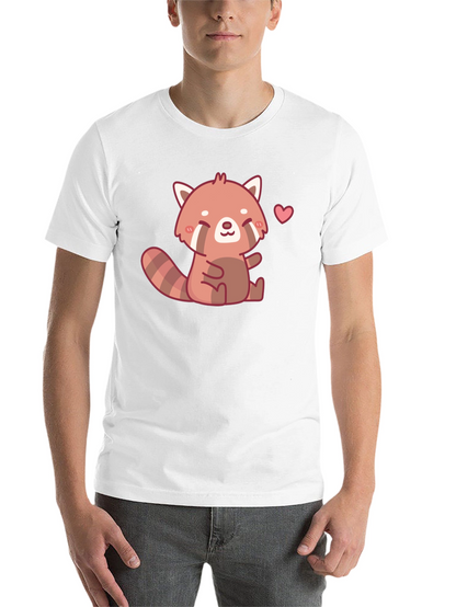 Cute Red Panda Heart Black T-Shirt
