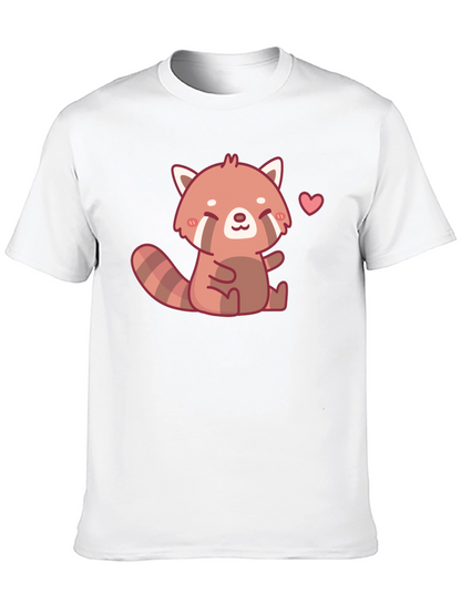 Cute Red Panda Heart Black T-Shirt