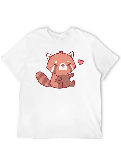 Cute Red Panda Heart Black T-Shirt