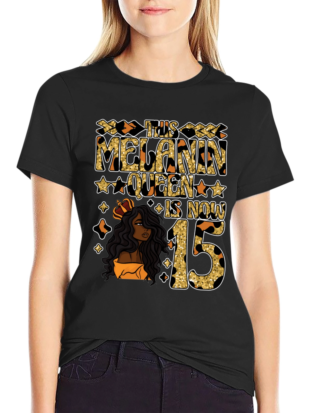 Melanin Queen 15th Birthday T-Shirt