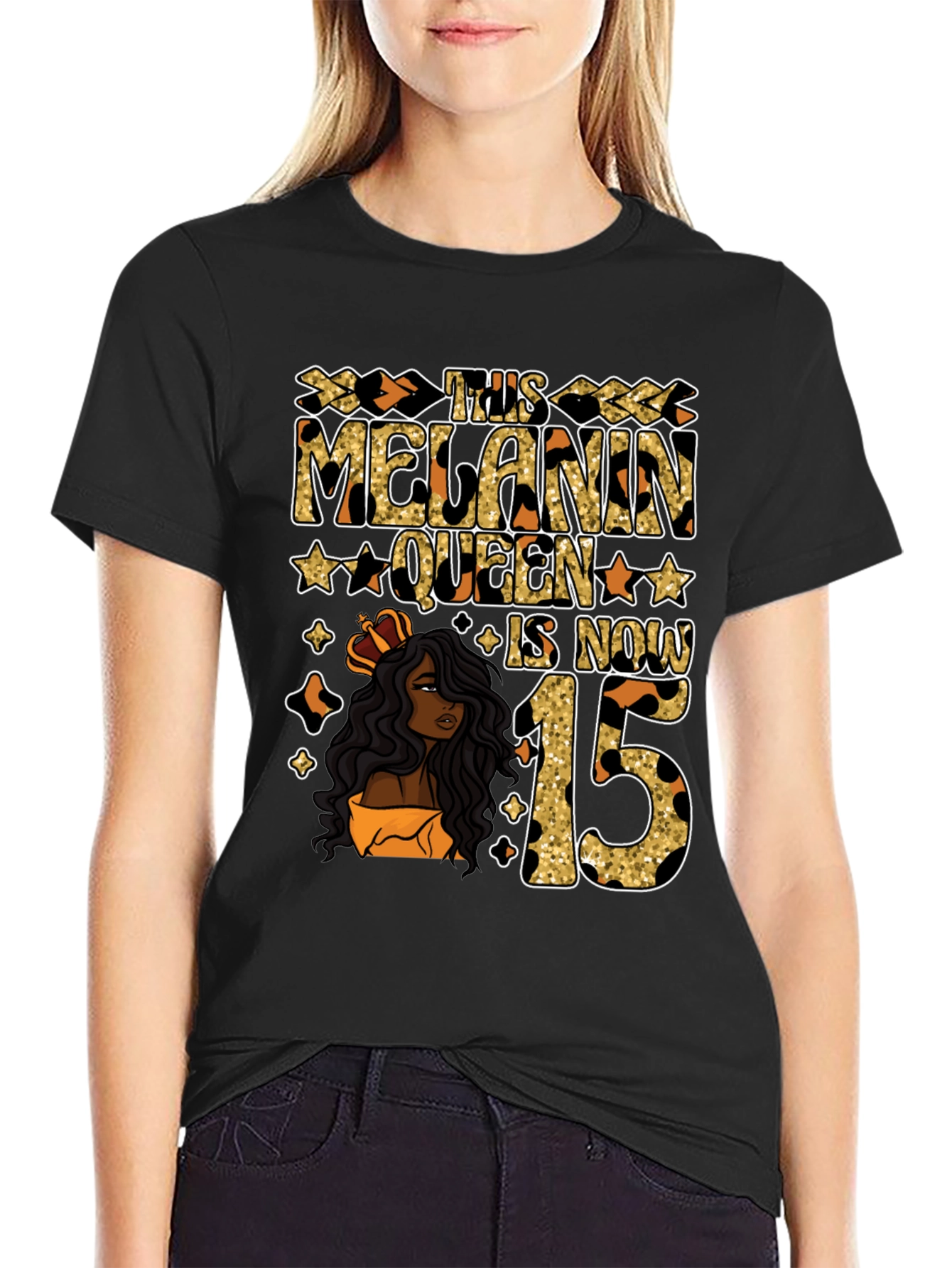Melanin Queen 15th Birthday T-Shirt
