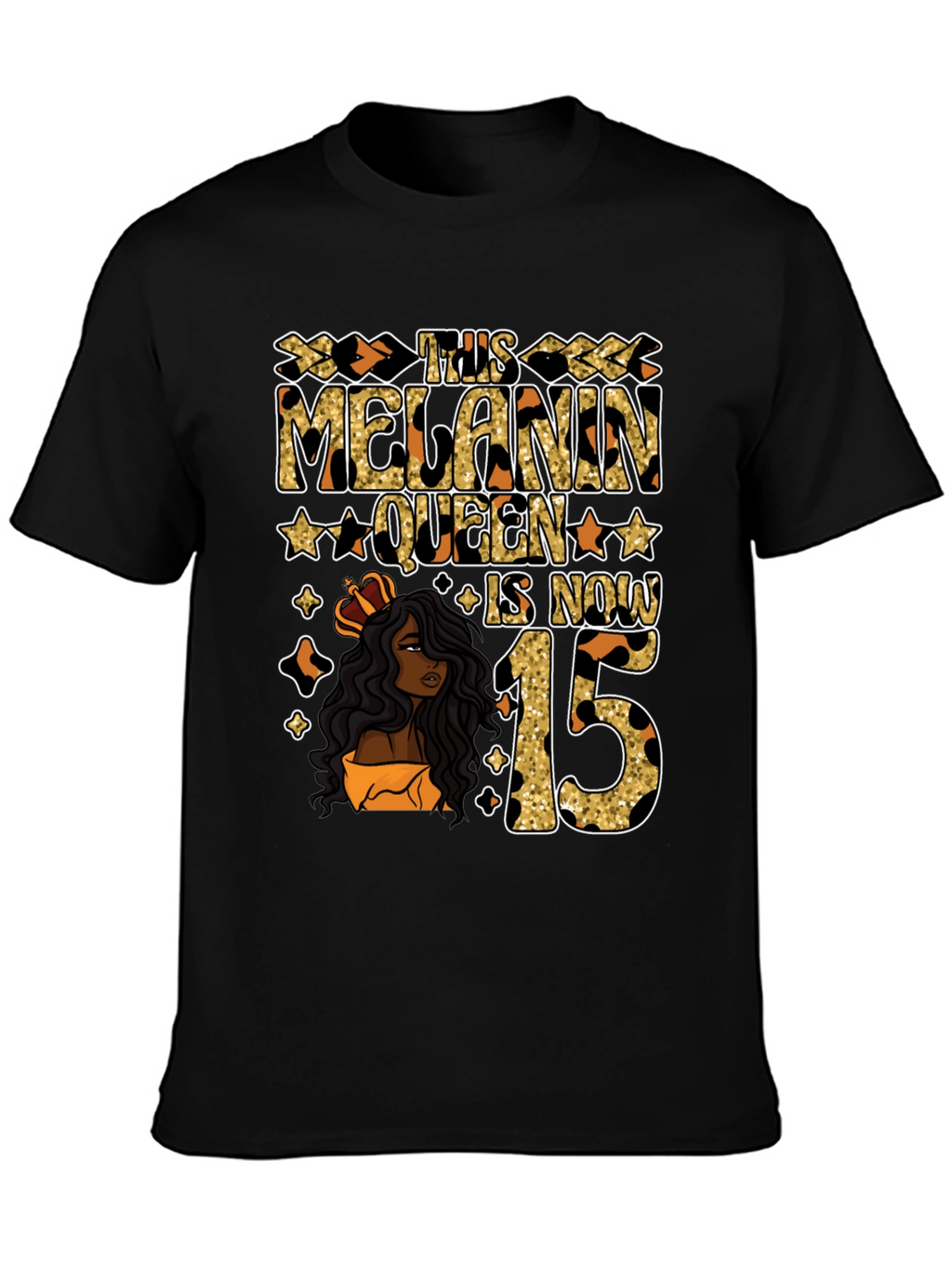 Melanin Queen 15th Birthday T-Shirt