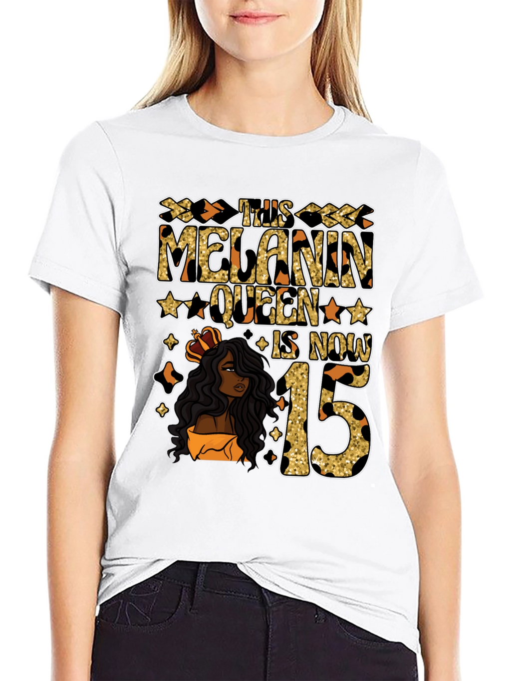 Melanin Queen 15th Birthday T-Shirt