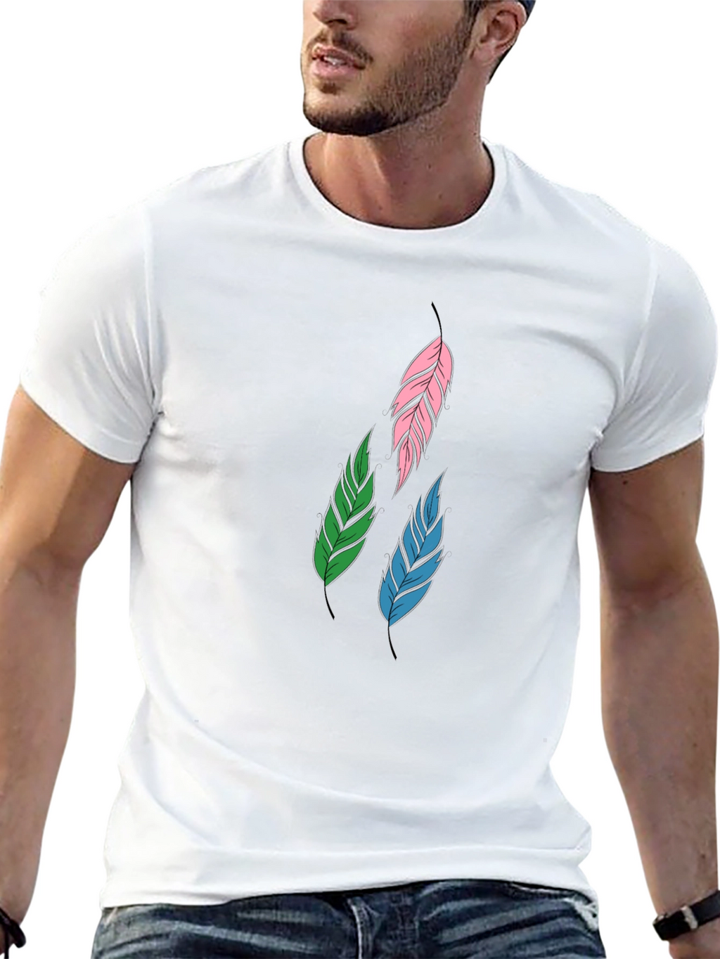 Feather Graphic Black T-Shirt | Stylish Casual Wear