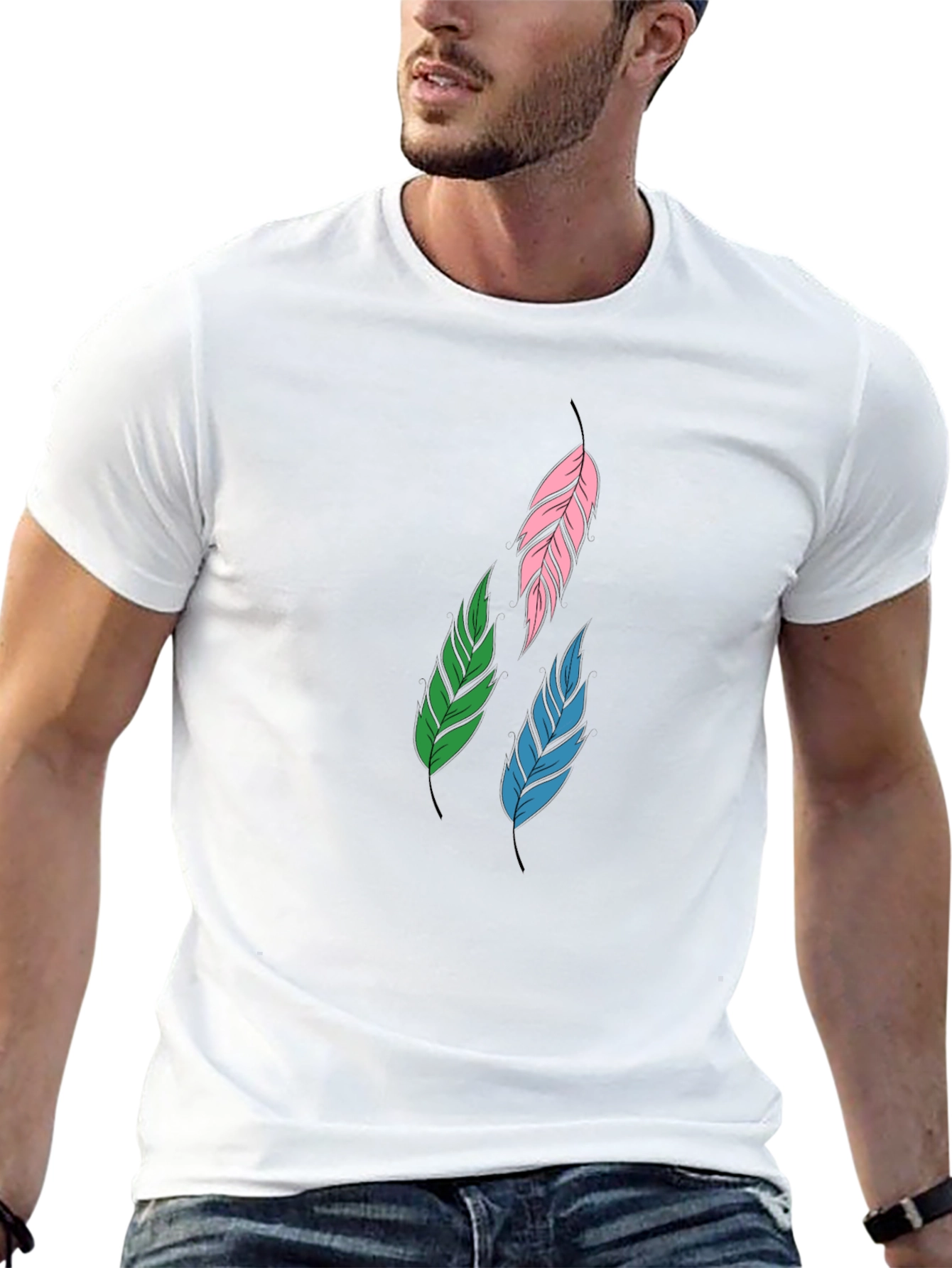 Feather Graphic Black T-Shirt | Stylish Casual Wear