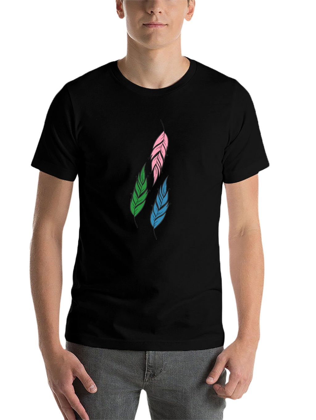 Feather Graphic Black T-Shirt | Stylish Casual Wear
