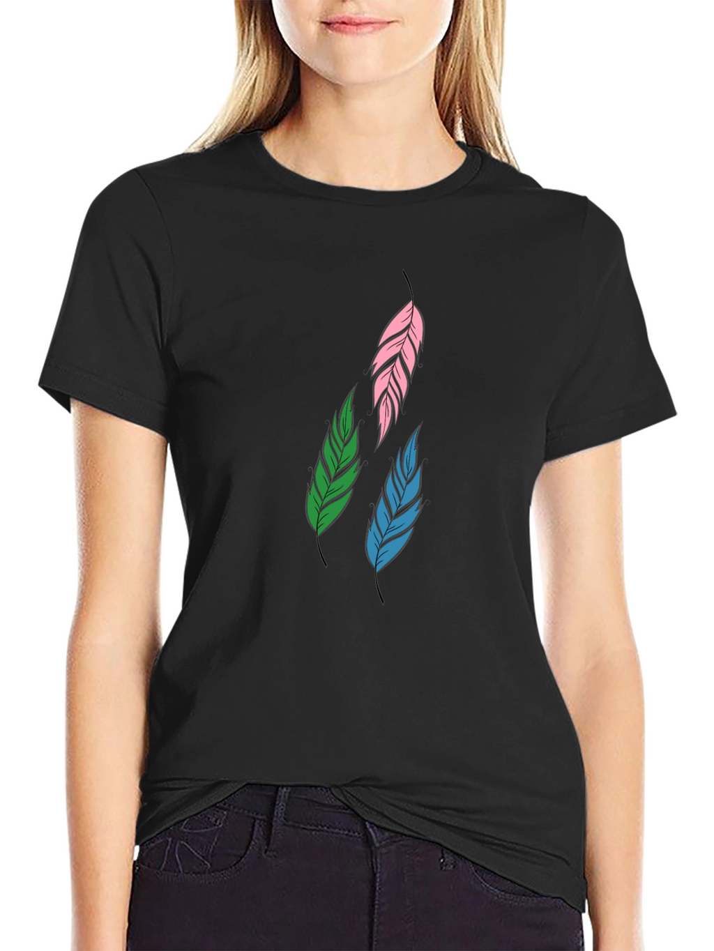Feather Graphic Black T-Shirt | Stylish Casual Wear