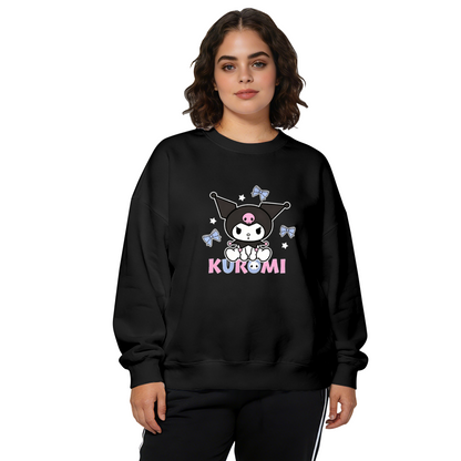Sweet Bow Star Kuromi Letter Design Crewneck Sweatshirt
