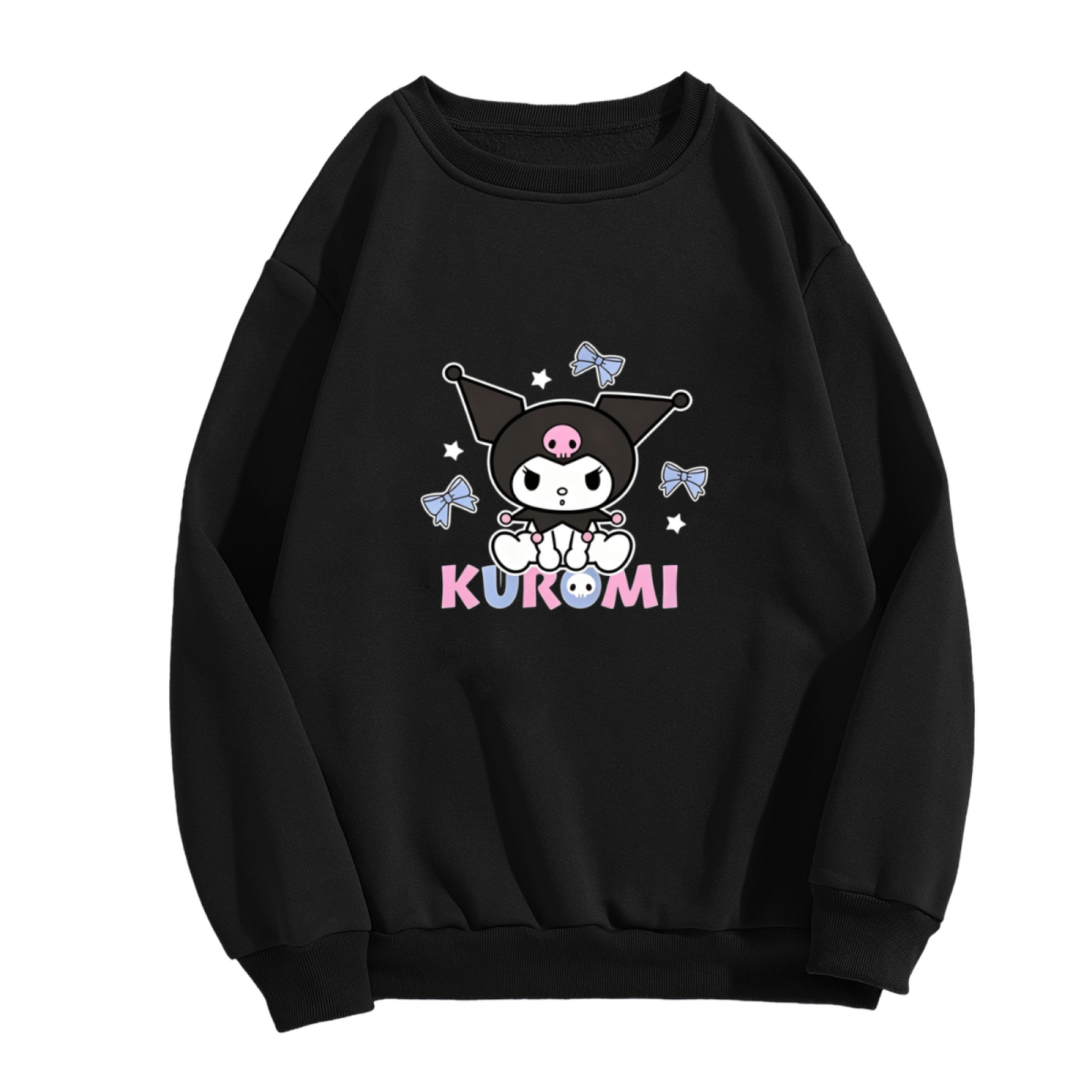 Sweet Bow Star Kuromi Letter Design Crewneck Sweatshirt